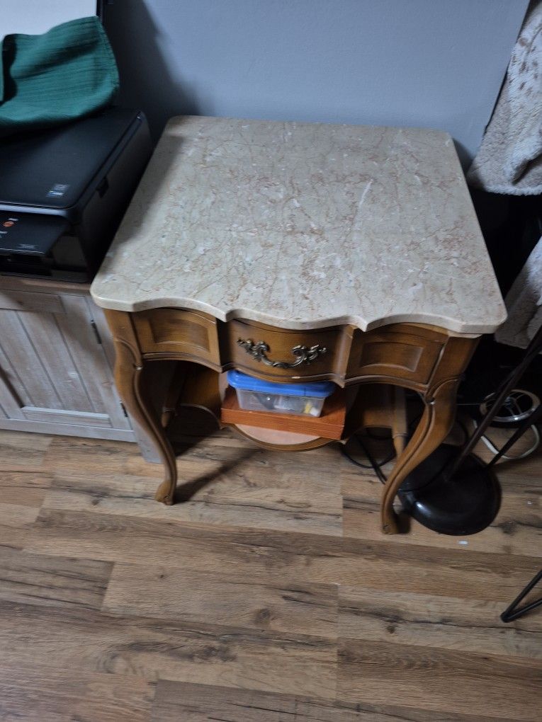 Marble Tables With Drawer Set Of Two
