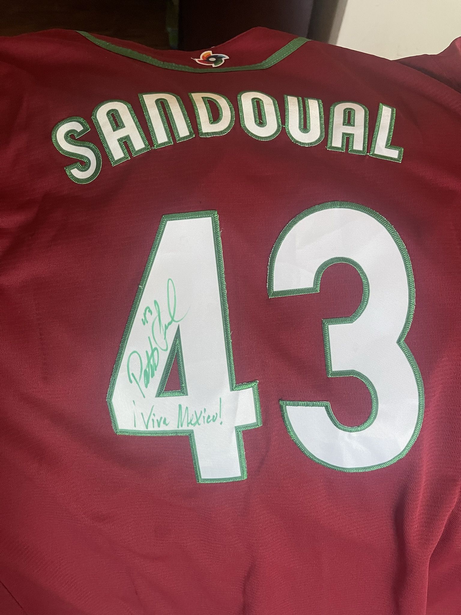 Patrick Sandoval Autographed Mexico Jersey