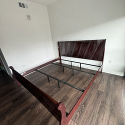 Wooden Brown King Size Bed Frame ( Vintage Looking)