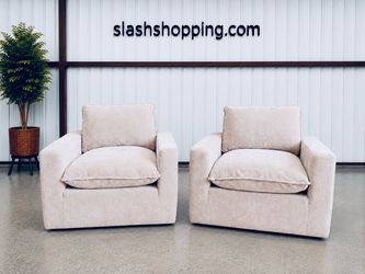 Set of 2 Sereen Fabric Swivel Accent Chair, Taupe