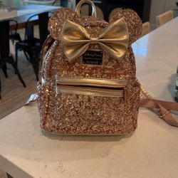 Exclusive Disney parks Rose Gold Loungefly Backpack 