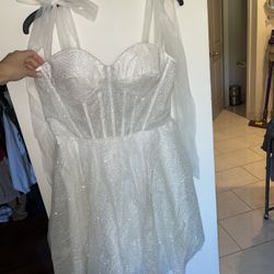 White Sparkly Mini Dress