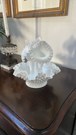 Fenton Hobnail Milk Glass Epergne
