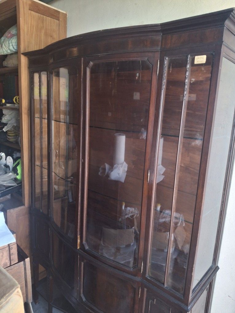 Antique Victorian mahogany display Curio cabinet