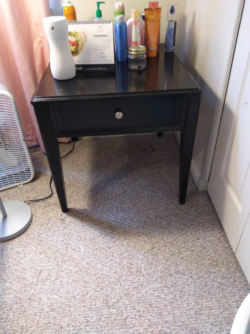 Still Available**Black Solid Wood Side Table