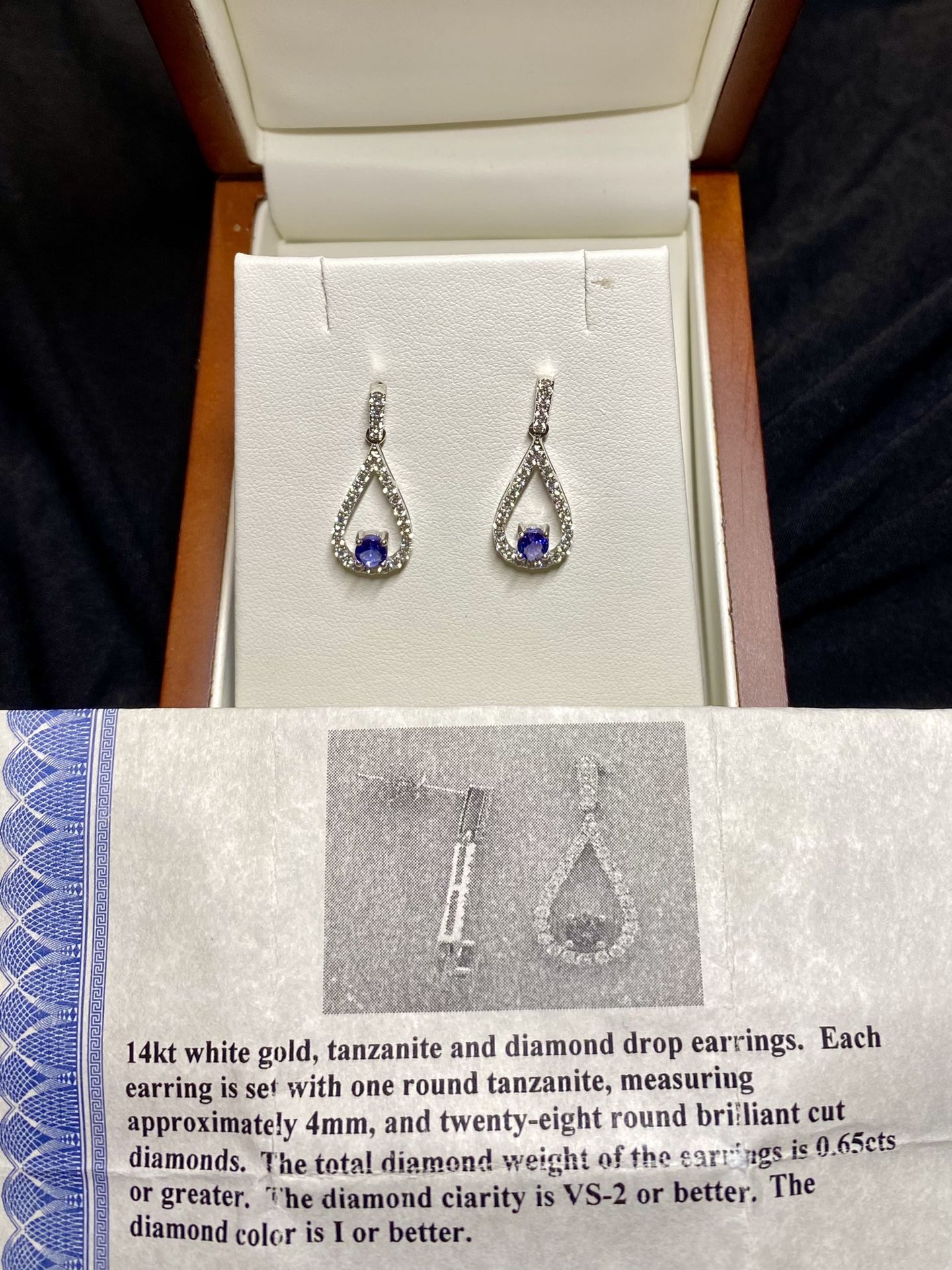 Diamond & Tanzanite White Gold Earrings