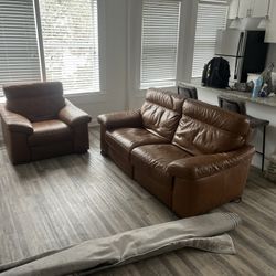Leather reclining couch+loveseat+chair