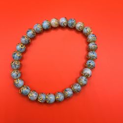 Blue Glass Bead Bracelet 