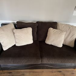 Chocolate Leather Couch And Rotating Loveseat