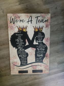 Wall Art Canvas Poster "We're A Team" For Sale (36"x24")