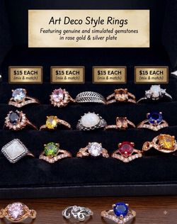 Art Deco Style Rings with Gemstones