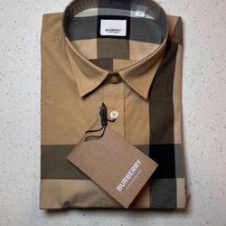 Burberry Men Check Cotton Dress Shirt