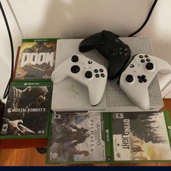 X Box One With Three Controllers for disc games