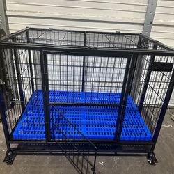 37”  Dog Crates, Easy Folds Drop Cages for Dog With Floor Grids