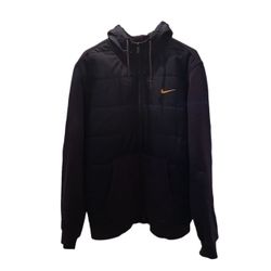Nike Full Zip Zipper Fleece Lined Jacket Hoodie Size XL Navy Blue / Gold Swoosh *MINT CONDITION*