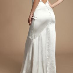 Aisle White Satin Cowl Neck Maxi Dress