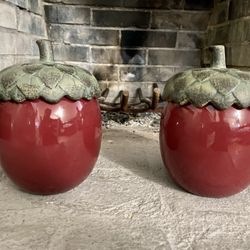 Decorative Acorn Jar With Lids Set 