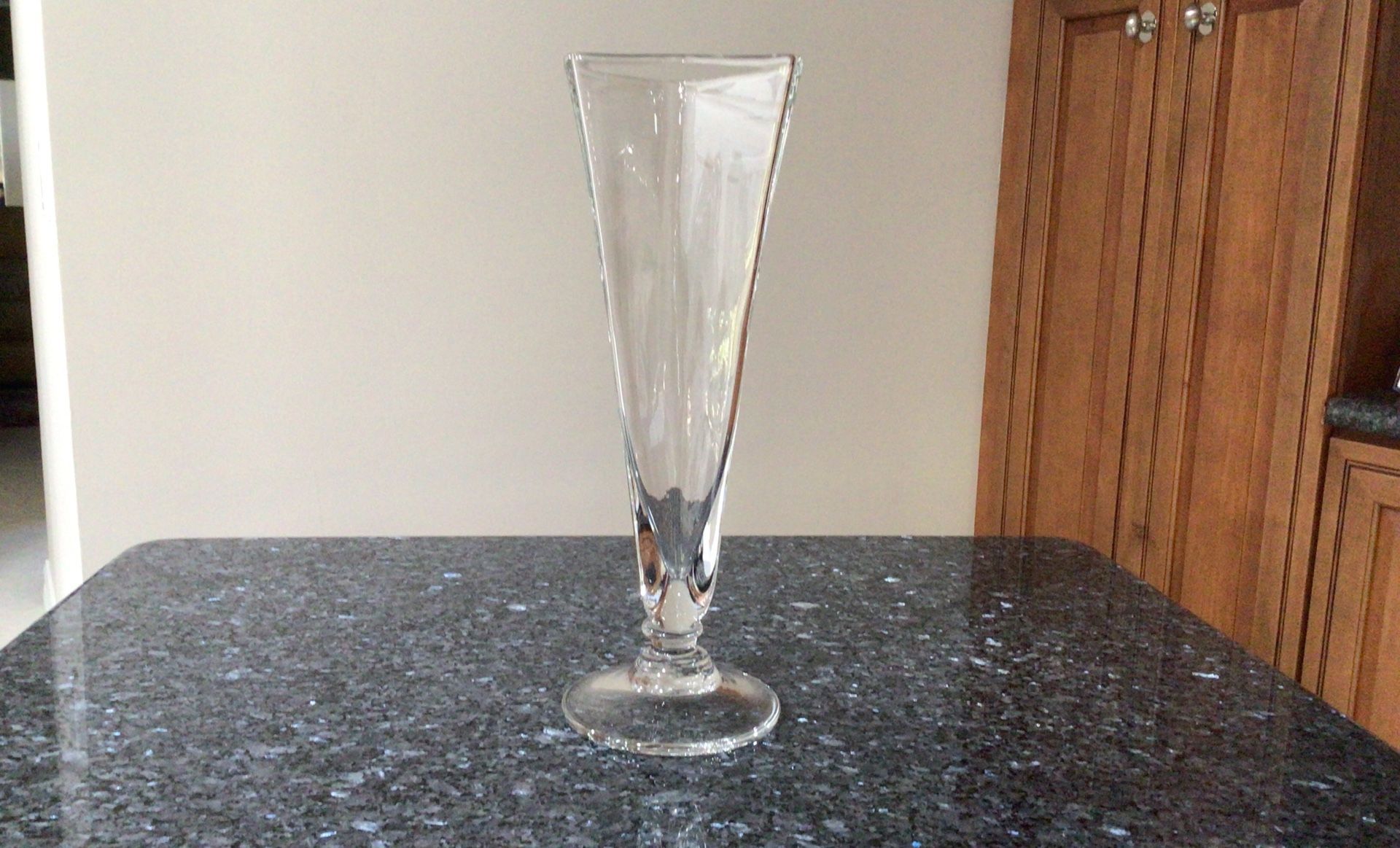 18 Inch Clear Glass Triangle Vase By Simon Pearce