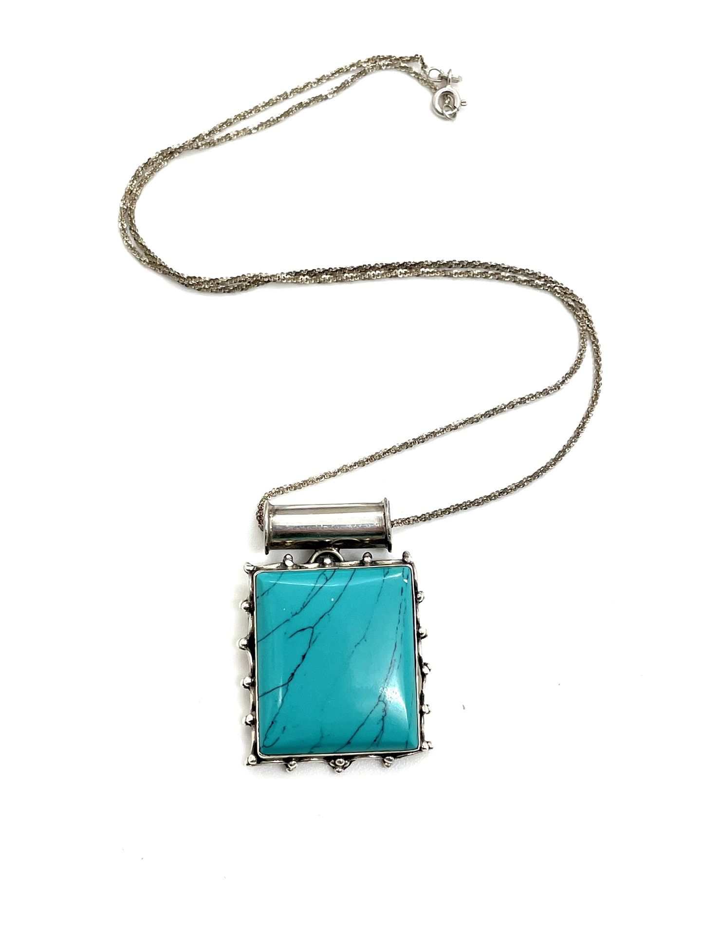 Sterling Diamond Cut Chain With Turquoise