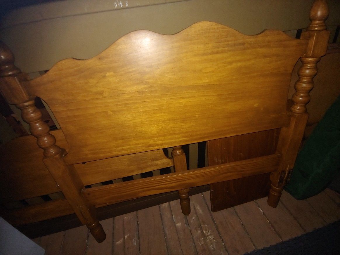 Twin size antique bed headboard, footboard and frame