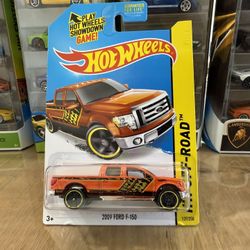 🇺🇸 HOT WHEELS 2013 - Orange 2009 Ford F150 Long Bed Crew Cab - HW OFF ROAD 137/250 - Diecast Toy 🇺🇸