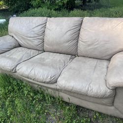 Beige Leather Couch