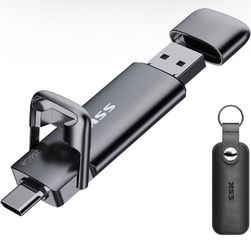 SSK 128GB 256GB 512GB 1TB 2TB Dual USB C Flash Drive, 2-dein-1 Type C+ tUSB A 3.2 Gen2 Solid State Thumb Drive,Speed Up to 550MB/s Memory Stick Data S