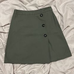 Front Bottom A-Line Skirt - Dark Green