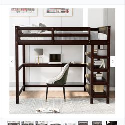  Full Size Loft Bed W/ Built-In Desk & Shelf’s Below 💥New In Box💥  ❗️Retail - $730❗️