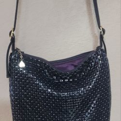 Vtg Whiting & Davis Black Metal Mesh Shoulder Bag Purse Small 7x7" READ