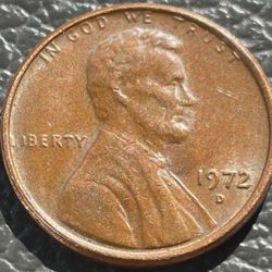 1972 D .  Double Strike Penny. L missing