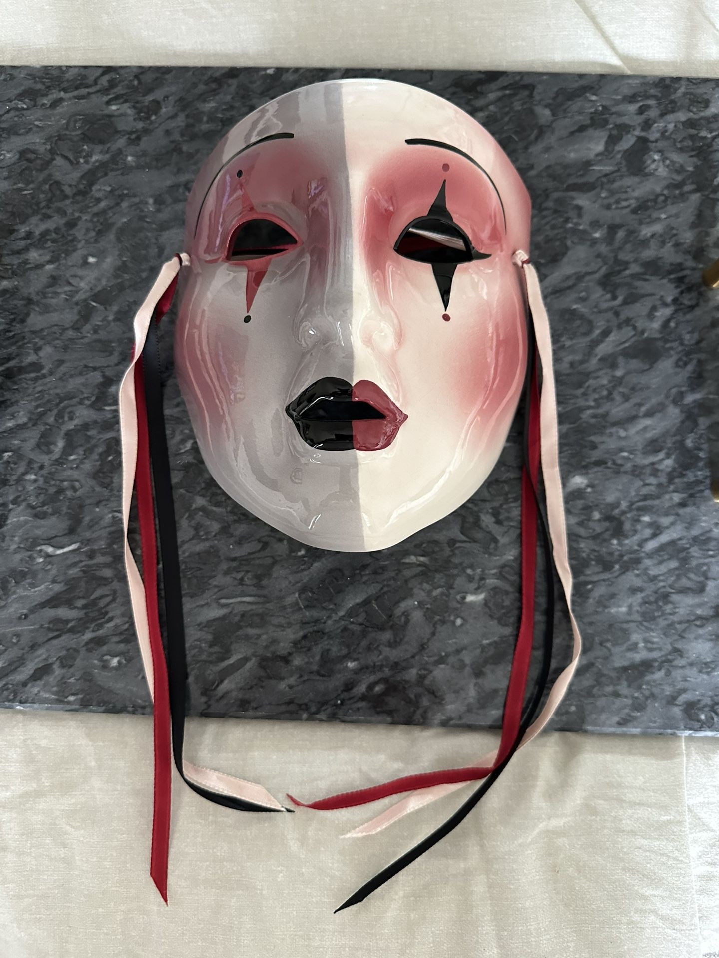 Clay Art About Face Ceramic Mask Mime Clown Made In USA San Francisco