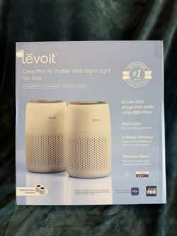 Levoit Core Mini Air Purifier Twin Pack + Night Light — LIKE NEW, Save $30 Off Retail!