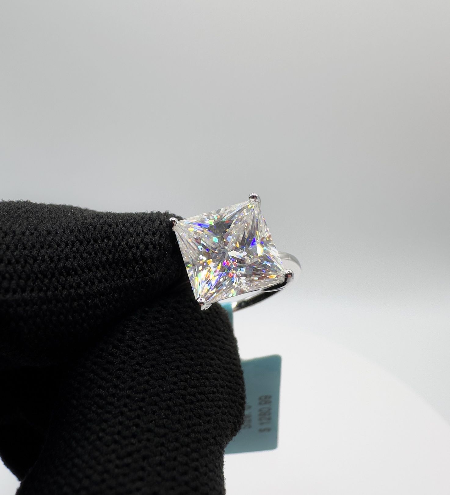 Sterling Silver Moissanite Princess Cut Ring