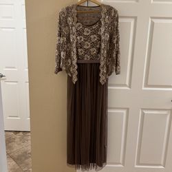 Candalite Classy Brown Dress. Sequins lace jacket