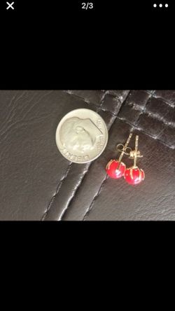 14 k gold earring with red coral for sale
