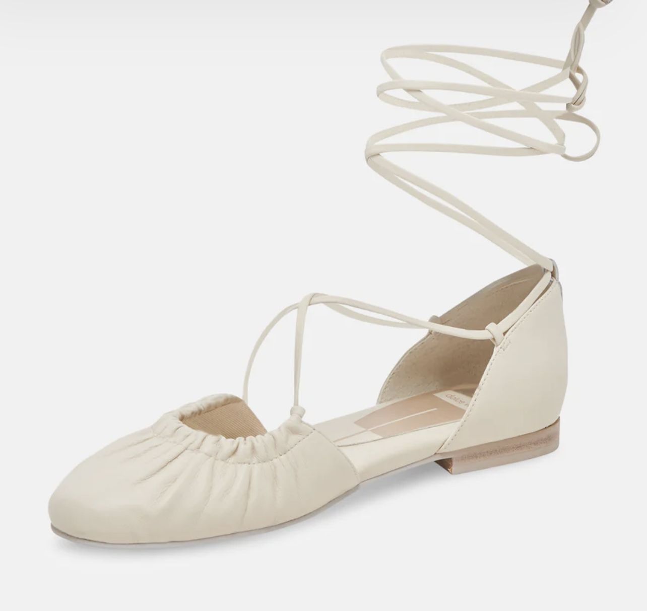 New Dolce Vita Cancun Cream Ballet Lace Up Leather Flats Size 8