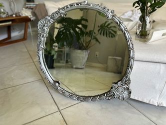 Vintage Ornate Silver Baroque Wall Mirror