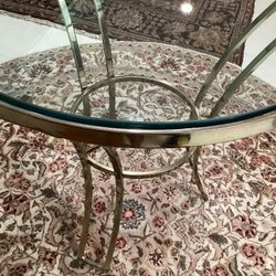 Set Of Round Table With Thick Glass Gold Trim Asking $175.
