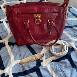 Michael kors red crocodile skin bag