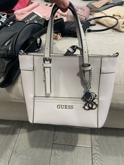 Guess White Saffiano Tote Bag