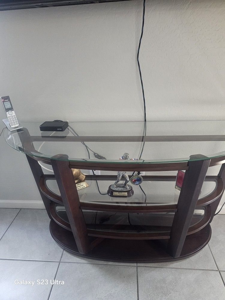 Wood And Glass Wall Shelves Display Stand