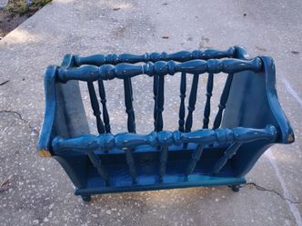 Teal Vintage wooden magazine rack