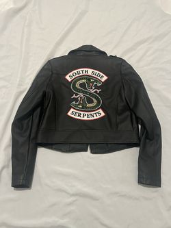Hot Topic Riverdale Southside Serpents Black Faux Leather Jacket Cosplay Collectible