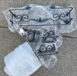 New 4-Piece Wrought Iron Leaf and Scroll Wall Accessory Set for Bathroom, wash towel, toilet paper,…