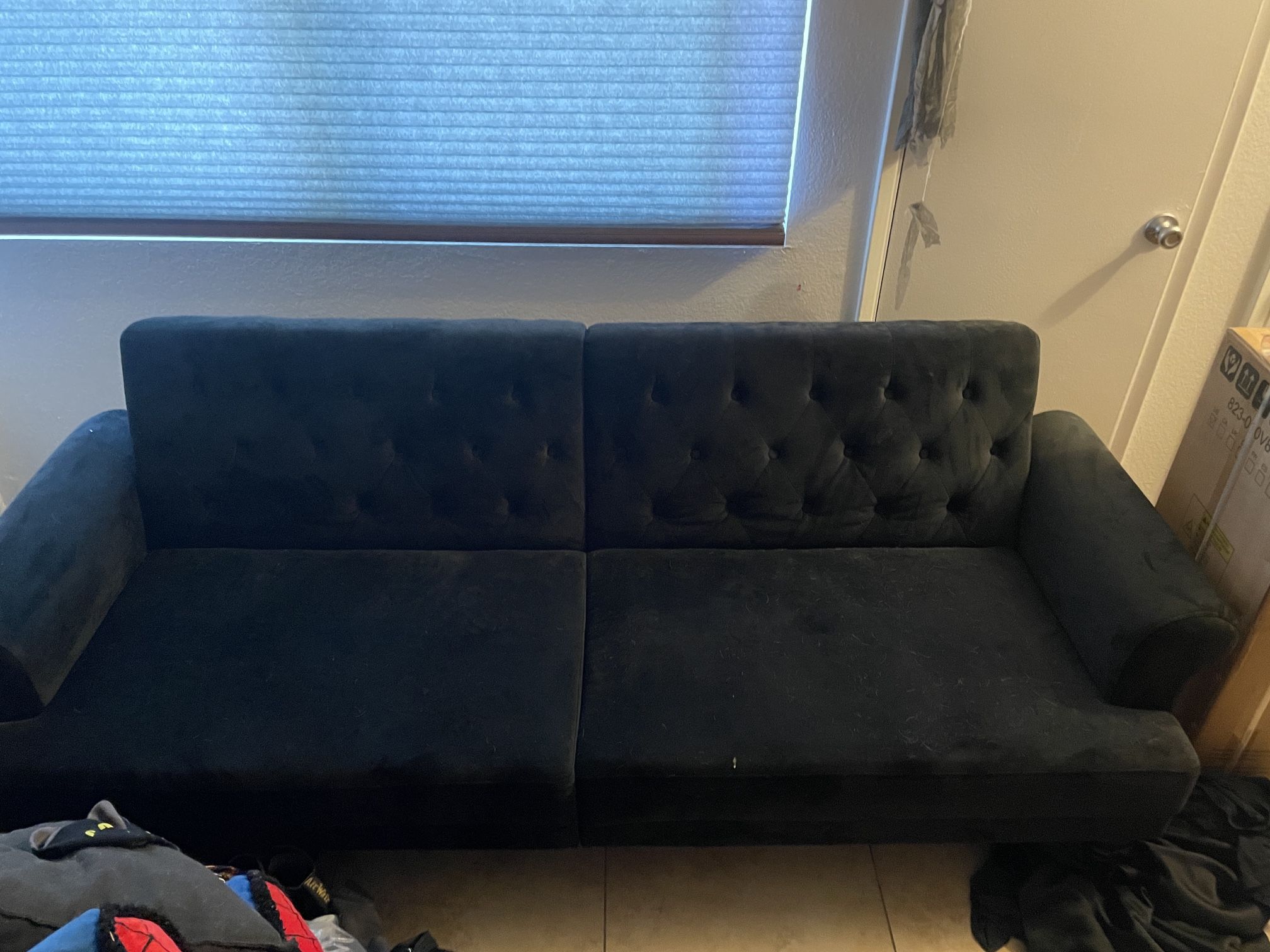 Must Go! Like New Black Velvet Split Back Couch