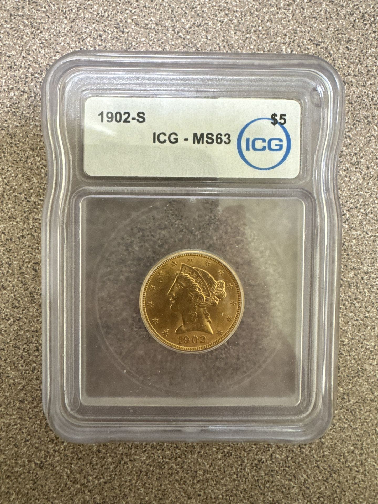 1902 S $5 Gold Coin MS63