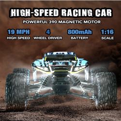1:16 Large Scale RC Cars, 31 KPH High Speed 4WD Remote Control Car for Kids, 2.4Ghz All Terrain RC Monster Truck with 7.4V Battery, 4x4 Off Road Remot