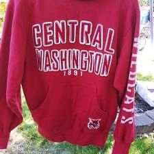 Vintage Central Washington University CWU Red Hoodie Sweatshirt Jacket Size S