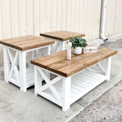 Custom coffee table farmhouse Wood  Modern Rustic Center Oval Set End Table Side Table  Storage Monastery Set Chest  Restoration hardware Carpenter